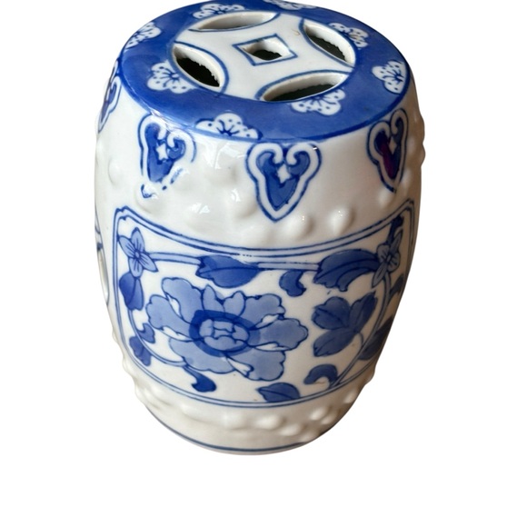 None Other - Chinoiserie Blue &White Porcelain Mini Garden Stool Plant Stand Potpourri Holder